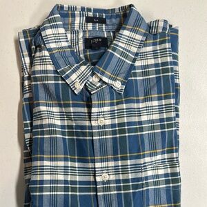 J. Crew Blue and White Casual Button Down Shirt